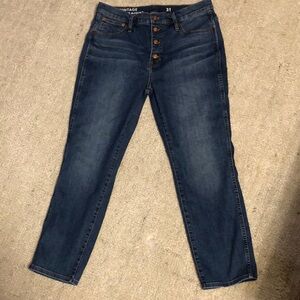 J Crew High Rise Blue Denim button fly Jeans